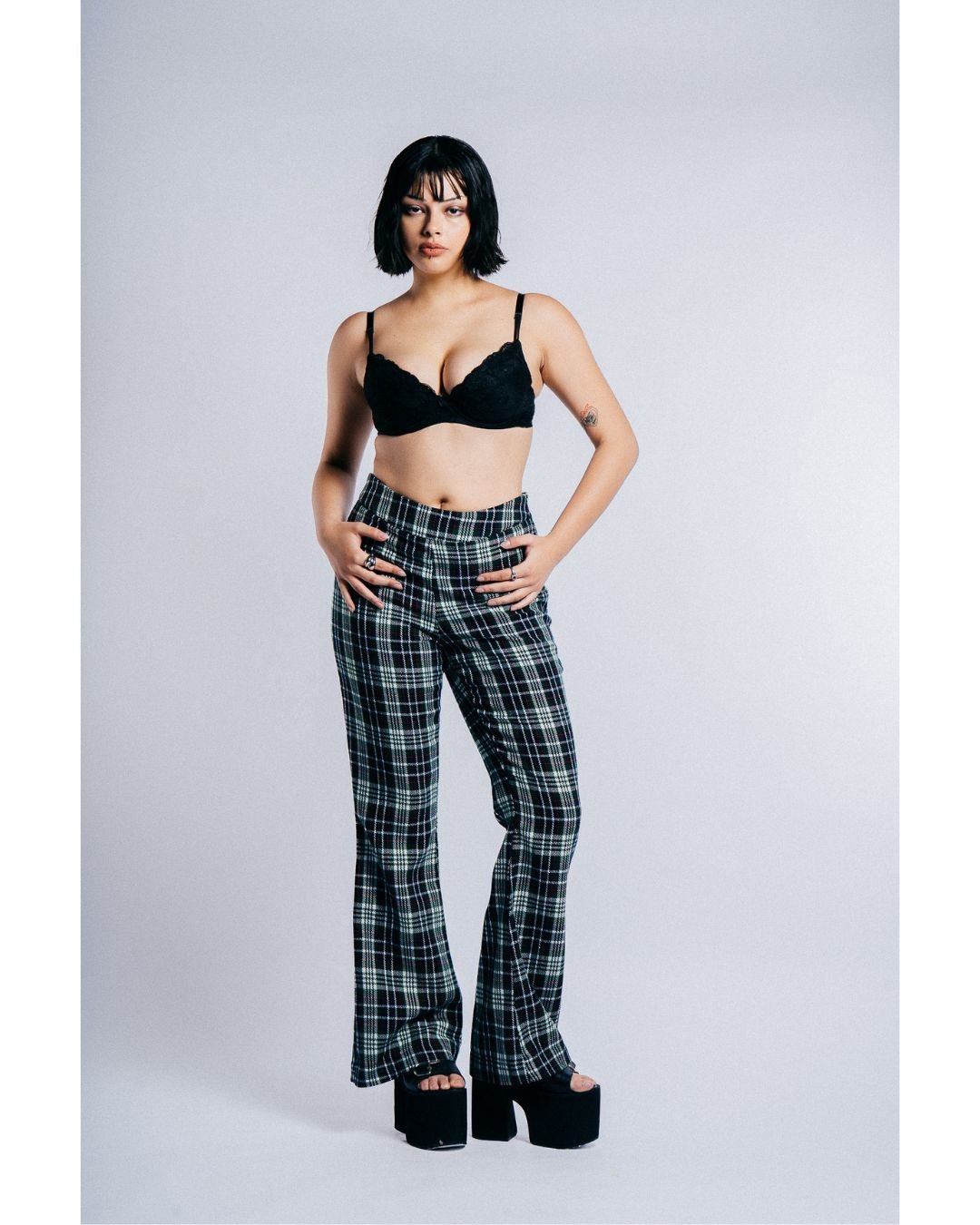 Pantalón Flare Escocés Verde